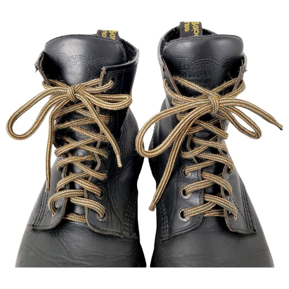 DR. MARTENS Vintage 90s Made in England Black Leather Combat Boots Men's 9 - Picture 4 of 12